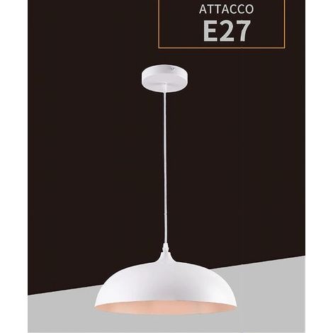 TrAdE Shop Traesio - Lampadario A Sospensione Stile Contemporaneo In Metallo Pendente A Cupola E27 B91 - Bianco (1/5)