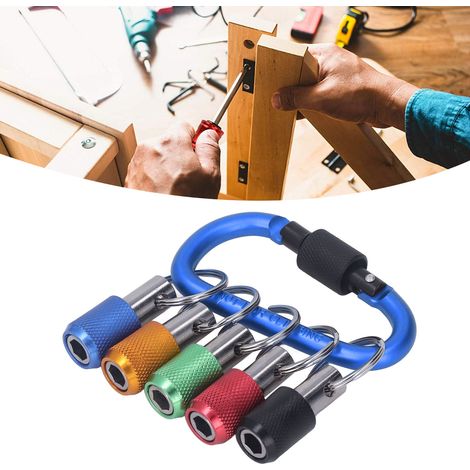 6,35 mm (1/4 Zoll) Sechskant-Schraubendreherbithalter mit Schlüsselring und Verlängerung, kompatibel mit den meisten tragbaren Elektroschraubern und Bohrmaschinen. Königsblauer Karabiner mit roten, ge (1/5)