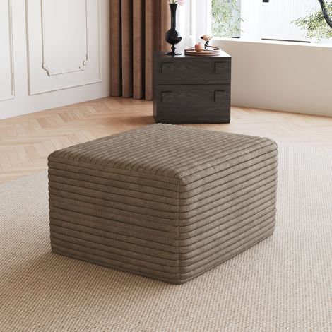Beige Ottomane aus weichem Stoff, vielseitiger Fußhocker für Wohnzimmer oder Schlafzimmer – modernes, komfortables Design, einfach zusammenzubauen