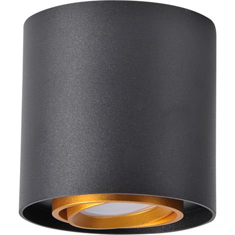 Spot plafonnier alu GU10 rond noir/or Polux EGER IP20 (1/5)