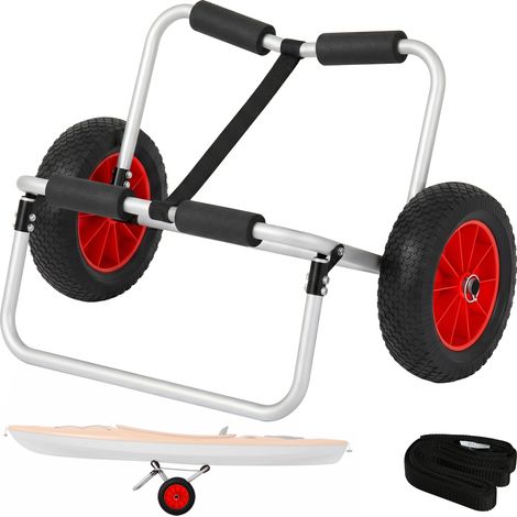 Chariot de plage pliable pour kayak et canoë avec pare-chocs, en aluminium et NBR, 70 x 40 x 42 cm