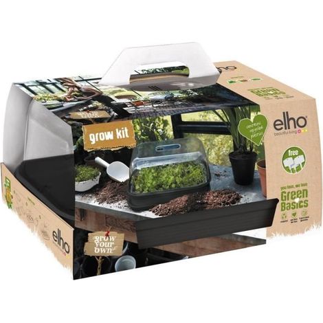 Elho Green Basics Grow Set M Living Black Vaso Da Coltivazione Rettangolare (1/3)