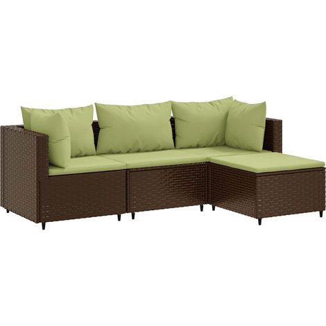 Set Mobili da Giardino 4 pz con Cuscini in Polyrattan Marrone vidaXL (1/5)