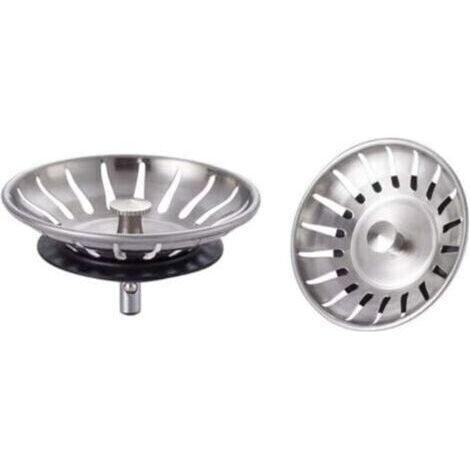 2 Pièces Bouchon Evier Cuisine INOX - Filtre Evier Universel (Dia: 78MM), Bonde Evier avec 18 Fentes, Grille Evier Antiblocage, Panier pour Evier Vidange Rapide (1/5)