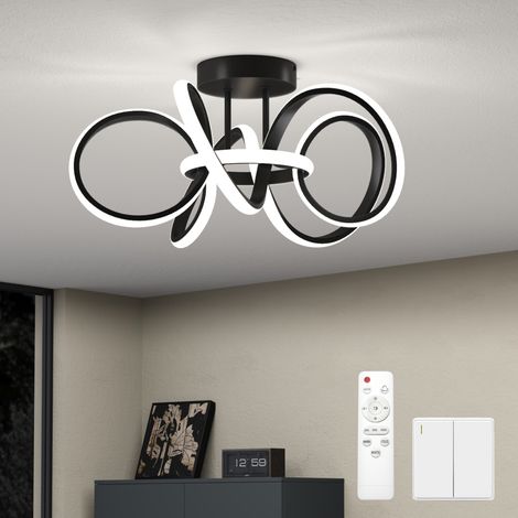 doporro Lampe de Plafond avec Télécommande Plafonnier Mémoire Intelligente Luminosité Réglable Luminaire Intérieur Trois Températures de Couleur Lampe de Nuit LED Noir 47×46×25 CM 65W Alivetta25035 (1/5)