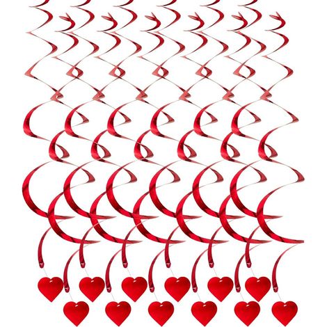 Lot de 12 décorations en Forme de cœur à Suspendre pour la Saint Valentin, Un Anniversaire, Un Mariage, Une fête célibataire, Un Anniversaire de Mariage, Un Anniversaire de Mariage - Rouge (1/5)