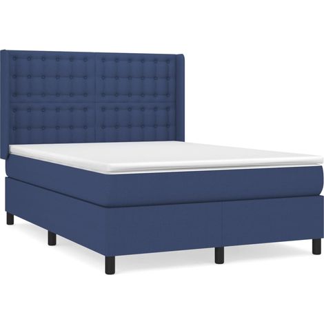 Maison Exclusive - Cama box spring con colchón tela azul 140x190