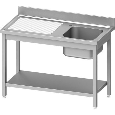 Plonge Inox AISI 201 avec 1 Bac à Droite ou Gauche et Etagère - Gamme 600 - Stalgast