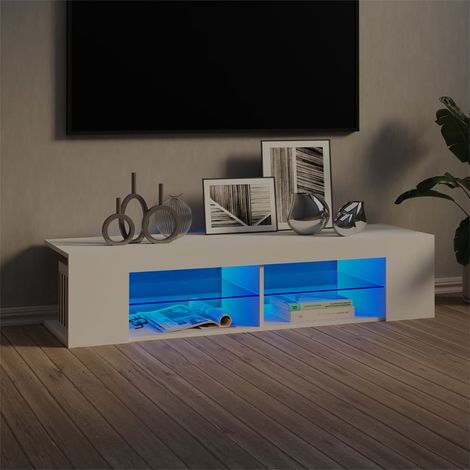 Meuble TV avec lumières LED Moderne - Meuble de rangement - Buffet Salon - Blanc 135x39x30 cm Chic-459173 (1/5)