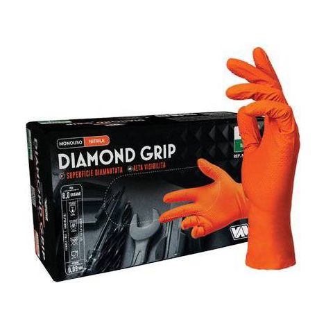 2,00000000000000000000 x GUANTO NITRILE MONOUSO ARANCIO DIAMOND MED