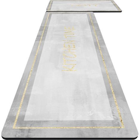 Set mit 2 weichen Kieselgur-Küchenmatten – 45 x 70 cm und 45 x 120 cm – Muster „Darie“ mit Goldrand (1/5)