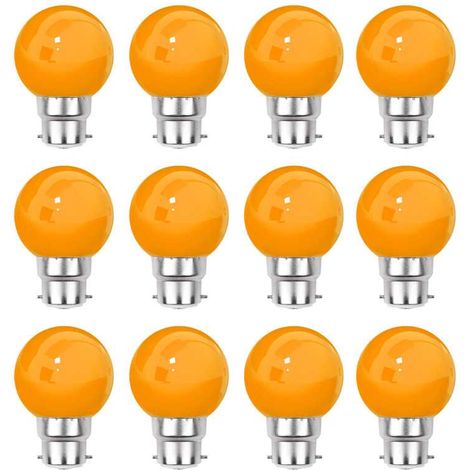 Lot de 12 ampoules LED Orange B22 Incassables - Guirlandes guinguette - Culot baïonnette