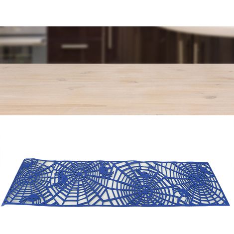 Kreatives Filz-Platzset mit durchbrochenem Muster, rechteckiger Filz-Tischläufer mit Spinnennetz-Motiv, dunkelblau (1/5)
