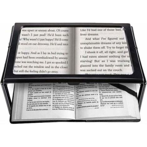 A4 Pleine Page Loupe de Lecture Loupe Sur Pied Rectangulaire Mains Libres avec 4 LED Lampe Lentille de Grossissement 3X pour Lire pour les Personnes âgées Les Aînés et Les Malvoyants de (1/5)