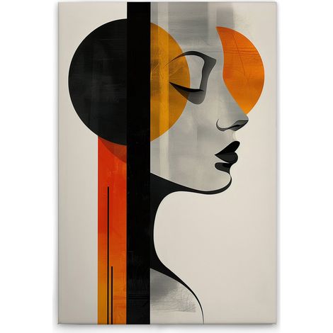 Leinwandbild Frau mit Formen M1-No.52082 - Kunstdruck auf Leinwand in Creme Schwarz - Wandbild 60 x 90 cm (1/5)