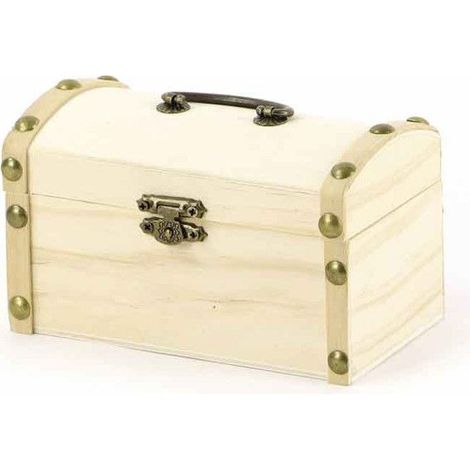 Coffre en bois - Petit modèle - 13 x 8 x 8 cm - Beige - Bois massif - Petit meuble complément