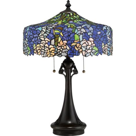 Elstead Cobalt - Lampe de table à 1 lumière Tiffany - Fini bronze, E27 (1/5)