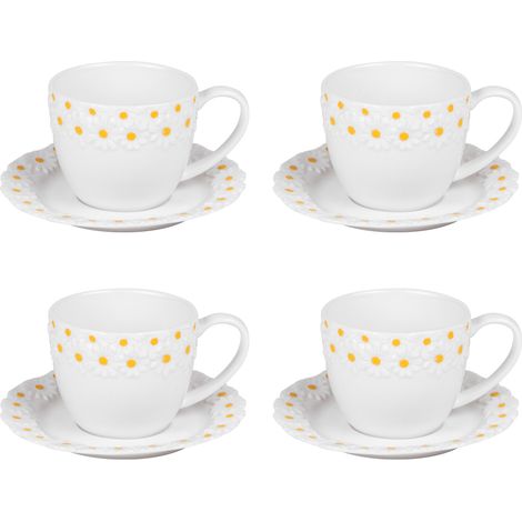 Table Passion - Coffret de 4 tasses à thé avec sous tasses Marguerite 30 cl