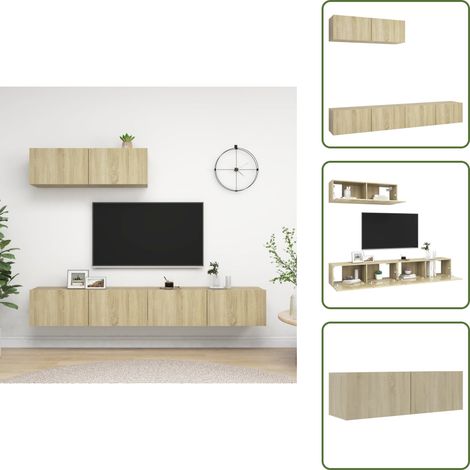 TV-Schränke 3 Stk. Sonoma-Eiche Holzwerkstoff - Wandregal - TV Schrank - Regal - Holzregale - Eiche Möbel (1/5)