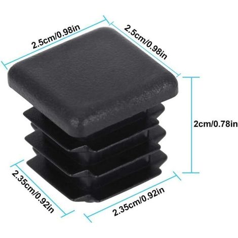 Bouchons en plastique pour pieds de chaise et meubles – 20 pièces, adaptés aux tubes carrés de 25 x 25 mm – pour trampolines, armoires, étagères (1/5)