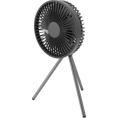 Ventilateur portable rechargeable avec fonction minuterie et trépied flexible pour poussette, gris, idéal pour les voyages en extérieur. (1/5)