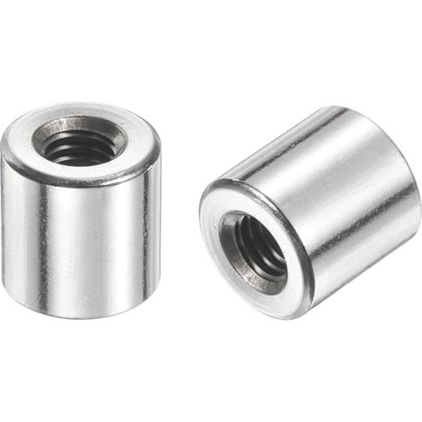 12pcs Manchon Fileté Rond M5 en Acier Inoxydable 304, Écrous Ronds d'Accouplement Connecteurs et Mécaniques Longueur 10mm, Manchon Tige Barre Écrou à Tige pour Support, M5x10x10mm (1/5)