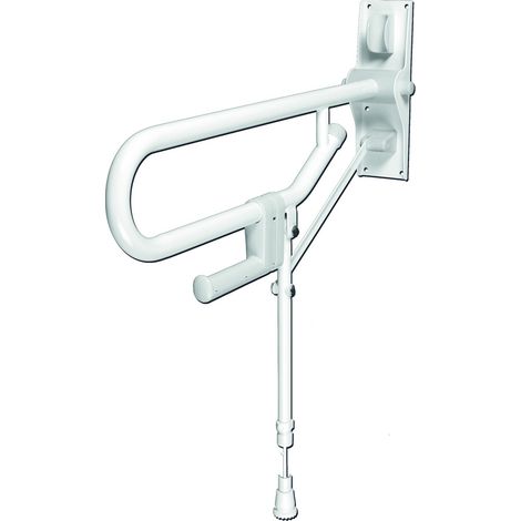 AKW – Barre de maintien rabattable en acier inoxydable époxy – Longueur 765 mm – Pied réglable 680-870 mm – Capacité 200 kg (1/6)