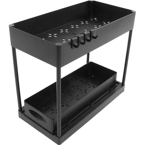 Panière de Rangement Coulissante pour Placard, Organisateur de Tiroir sous Évier, Dessus de Plan de Travail, Garde-Manger, HIPS Noir (1/5)
