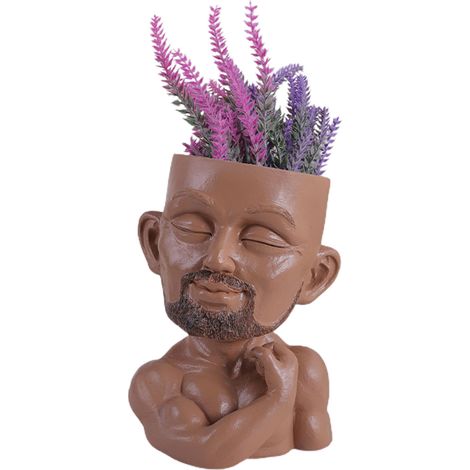 Maceta de resina para suculentas y plantas verdes con orificio de drenaje y diseño creativo. (1/5)