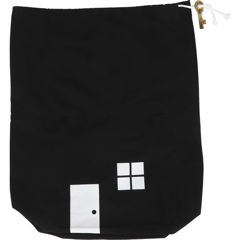 Mini sac en toile forme maison à cordon pour ranger jouets vêtements chaussures accessoires (Noir) (1/5)