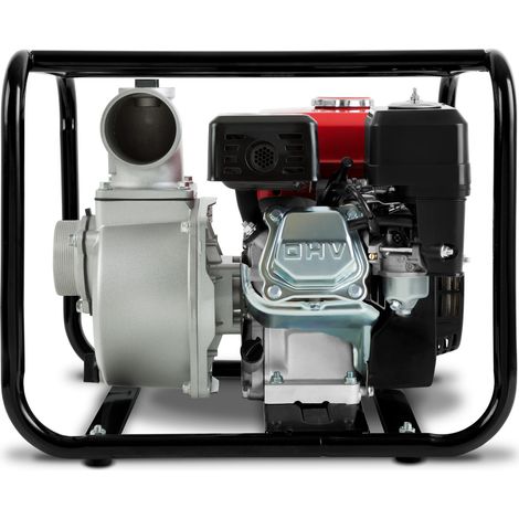 Eberth – Pompe à eau thermique 6,5CV 4T 60000L/h – Moteur à essence 4 temps – Hauteur de refoulement 30m – Pour chantiers humides