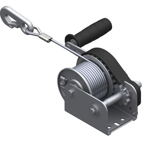 Handseilwinde (Seilwinde) Zugkraft 350 kg, mit Seil ø 5 mm und Karabiner, L 20 m