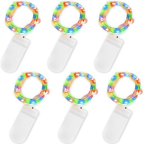 VUSZR LED Mini Lichterkette mit Batterie, 6x20er Micro Lichterkette außen Batterie, 2M DIY kleine Lichterketten Wasserdicht für Party Hochzeit Weihnachten Beleuchtung Deko (Mehrfarbig, 6 Pack) (1/5)