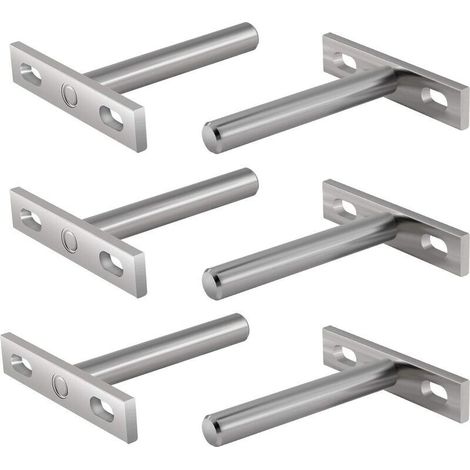 Supports d'étagère flottante en métal, fixations dissimulées de 3 pouces, support d'étagère flottante, support de montage mural caché, 6 pièces. (1/5)