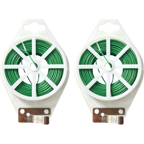 Fil de Fer Jardin Vert Revêtu PVC Lot 2 Rouleaux 100m Fil Liaison Végétal avec Distributeur et Coupe-Fil, Idéal pour Lier Plantes Fleurs Arbres, Modelage DIY Fixation Extérieur et Intérieur (1/5)