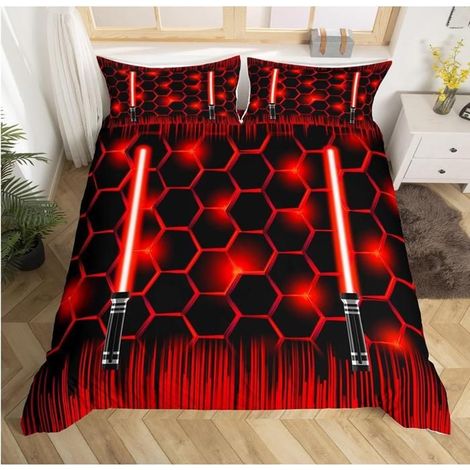 créatif Futur Guerrier épée Laser Parure de Lit 220x240 cm thème du Sabre Laser Housse de Couette pour Enfant GarçOn Fille - AD9 (1/4)