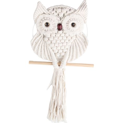 Tenture Murale Macramé Hibou Décor Bohème Tissé Main pour Salon (1/4)