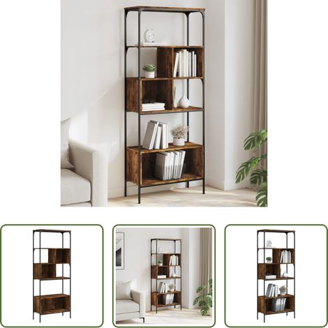 vidaXL Bücherregal Holzwerkstoff -  Bücherregal 5 Böden Räuchereiche 76x33x188,5 cm Holzwerkstoff (1/5)