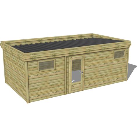 ABRI DE JARDIN bois traité 27mm, 6,9x3,4m, 24m2