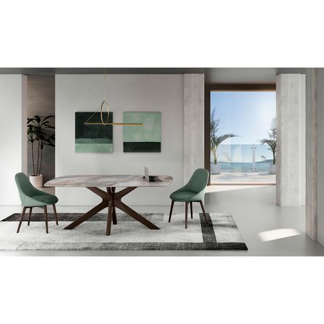 Gemini - Tavolo fisso (180 x 90 x 76 cm) in ceramica noce
