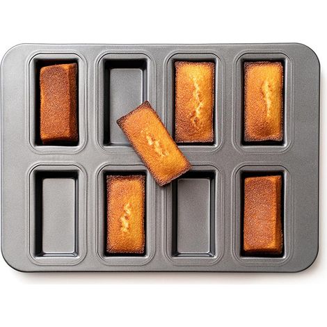 1 - Moule à Financier - Plaque de Cuisson - Revêtement Antiadhésif - Pour Pâtisserie Maison - Noir - 25x20cm