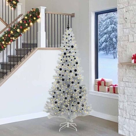Weihnachtsbaum mit 300 LEDs mit Ständer Silber 240 cm PET (1/5)