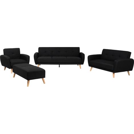 Sofa Set FLORLI Stoff Schwarz