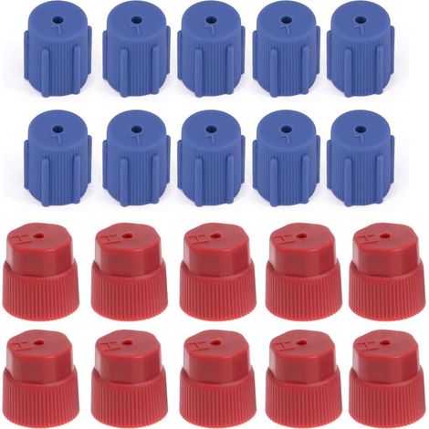 20pcs/2Sets R134a Valve Caps 3mm & 16mm A/C Cap Air Conditioning Service AC System Charging Port Caps (10pcs Red High & 10pcs Blue Low) (1/5)