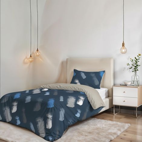 Parure de housse de couette SANS REPASSAGE - Ensemble housse de couette - Lit 1,5 place, Microfibre - Housse 200x200 cm + Rabat et 1 taie d'oreiller 50x80 cm (1/5)