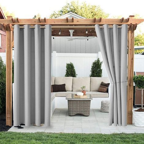 Gartenmarkise für Pergola, winddicht, UV-beständig, schimmelresistent, isoliertes Paneel mit Ösen, B 150 cm x H 166 cm, grau