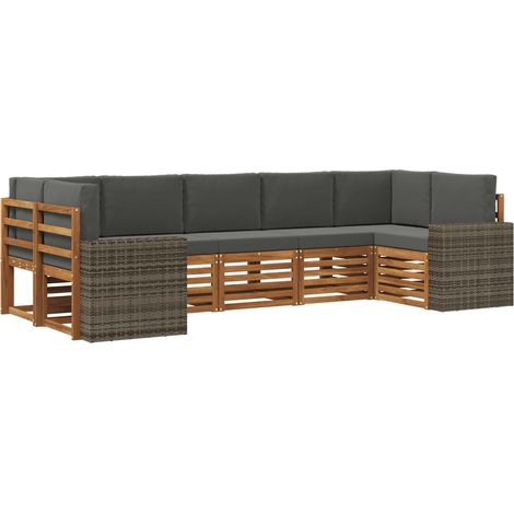 Set divano sezionale 7 pcs Naturale e Antracite Poliestere vidaXL