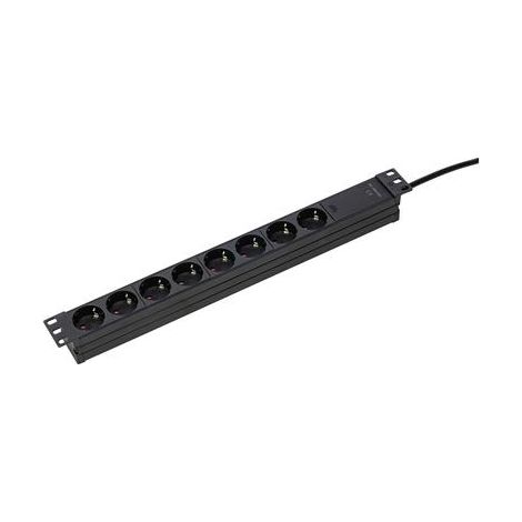 8-fach Steckdosenleiste RACK 3m 230V für 19" Netzwerkschrank IP20
