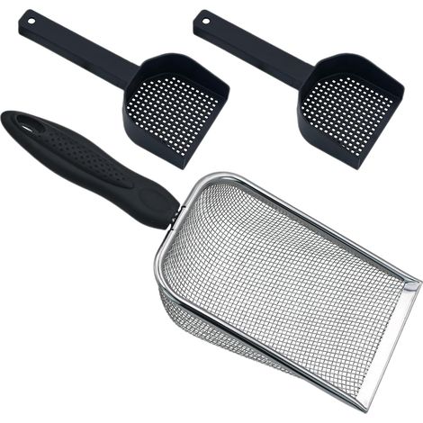 Lot de 3 pelles à tamis pour litière et hamster - Accessoires pour léopard, gecko, terrarium, hamster, bain de sable (1/5)
