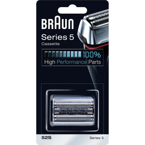 Braun 52S Silberner Ersatzscherkopf, für Braun Series 5 Elektrorasierer (1/3)